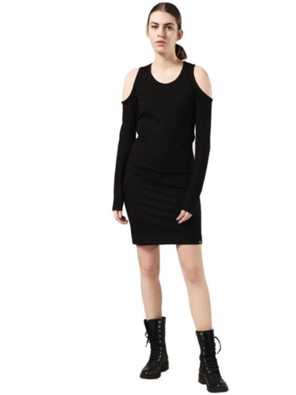 Diesel Black Cold-Shoulder Mini Dress